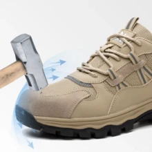 Botas industriales con puntera de acero para hombre, Antideslizantes y Resistentes, Athletic, Fitness, Sportswear, street style, workout outfit - Caqui - Ver 6