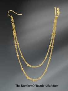CIZME 1件/套金色假鼻环，鼻中隔链耳环饰品 - 鼻钉吊坠鼻链穿刺装饰，夹式吊坠鼻中隔耳环（女士款），万圣节装饰，珠子数量随机 - 金色 - 查看 11