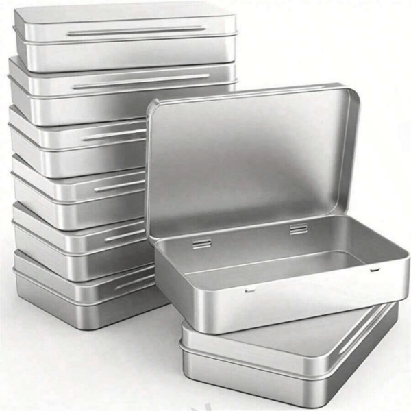 2pcs Metal Storage Cans With Lids, Rectangular Containers, Multipurpose Holiday Gift Boxes, Assorted Colors, Standalone Use