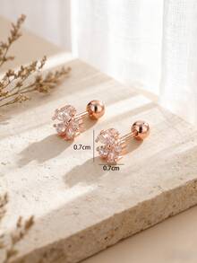 2pcs Fashionable Cute Flower Zirconia Ear Cuff Earrings For Women - Rose Gold - View 4