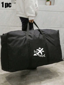 黑色可折叠旅行包，男女通用衣物收纳袋，手提大容量包，饰有地球旅行主题图案、埃菲尔铁塔和其他著名建筑图案，多功能旅行收纳包 - 彩色 - 查看 10