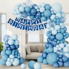 145 Pieces Metallic Blue Macaron Confetti Balloon Arch Garland Set For Birthday Decoration - Màu xanh lam - Xem 8