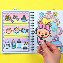 Pegatinas 3D del mundo Toca Life, pegatinas para libro de actividades sin terminar, set de scrapbook para niños, materiales DIY que requieren corte manual, juguete antiestrés para niños - Multicolor - Ver 6