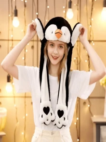 1pc Plush Animal Ear Moving Hat, Penguin, Frog, Panda, Elephant, Animal Themed Party Costume Prop - Multicolor - View 3