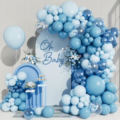 145 Peças Conjunto De Guirlanda De Arco De Balão Azul Metálico De Confete Macaron Para Decoração De Aniversário