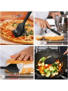6件套硅胶烘焙工具套装 - 耐热，可放入洗碗机清洗 - 包括长柄铲、普通铲、刮刀、油刷和蜂蜜勺 - 适用于感恩节、复活节、万圣节、圣诞节及各种场合 - 烘焙爱好者和家庭厨师的理想礼物，厨房必备烘焙工具 - 彩色 - 查看 11