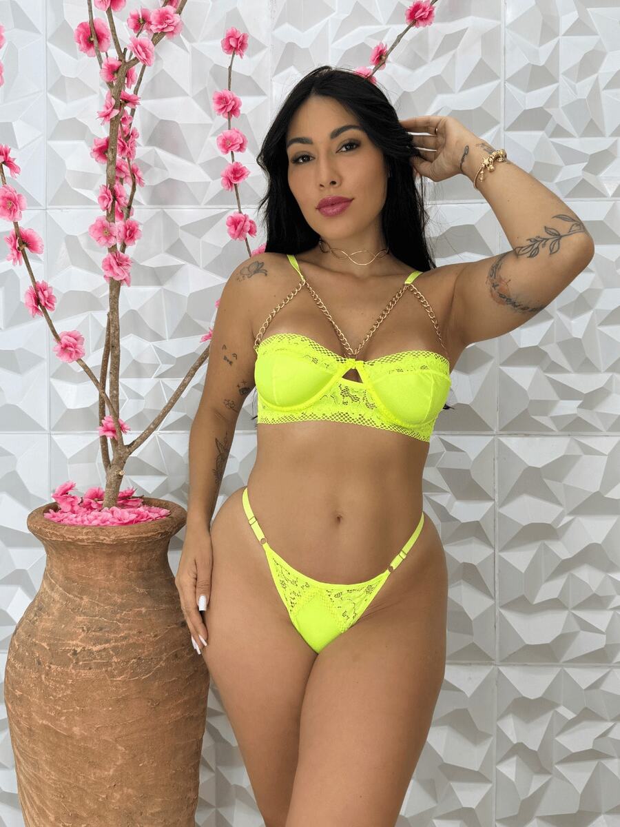 Women Sexy Lingerie Sets - 黃色 - 查看 1