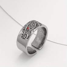 1pc Personalizado Simple Lucky Dragon Pattern Ring, Men's Zodiac Dragon Lunar New Year Accessories Vintage Open Ring Party Birthday Gift Jewelry - por defecto - Ver 1