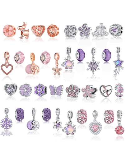 9pcs/Set Vintage European & American Fashion, Multi-Style Set, Exquisite & Versatile Cute Flower, Snowflake, Carriage Shaped Polymer Clay Beaded Pendant, DIY Jewelry Making, Necklace, Bracelet, Jewelry Accessories