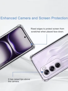 Transparent Phone Case Suitable For Oppo And Realme Phones, Soft TPU Silicone Material, Clear Back Cover With Air Cushion Shock-Absorbing Bumper, Flexible Silicone Soft Case For Realme Phones - Clear - View 5