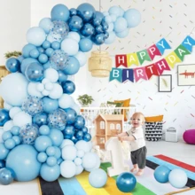 145 Pieces Metallic Blue Macaron Confetti Balloon Arch Garland Set For Birthday Decoration - Màu xanh lam - Xem 2