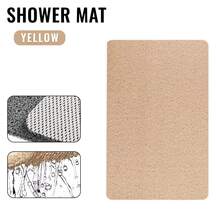 1pc Thicken Simple Solid Color Bathroom Mat With Rubber Backing For Shower Room Bathroom Toilet Rug With Hollow Circle Design, Room Decor - Beige - View 4
