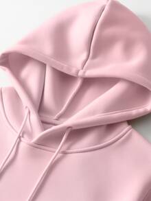 Men's Loose Fit Thermal Lined Sweatshirt With Printed Pattern, Streetwear Fashion For Autumn/Winter - Pink - View 4