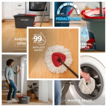 O-Cedar EasyWring Microfiber Spin Mop, Bucket Floor Cleaning System, Red, Gray, Standard - Easywring 旋轉拖把和水桶 - 查看 2