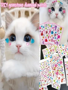 1pc Pet Bubble 3D Diamond Sticker - Colorful Cartoon Crystal Sticker, Handmade Reward And Decoration For Dog And Cat Grooming - Multicolor - View 9