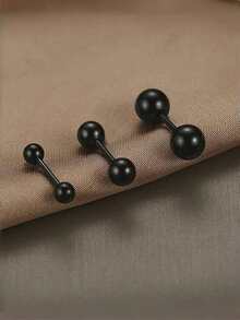 6 件极简主义 18K 电镀钛钢球耳骨钉、金豆软骨穿孔耳环、金色、银色、枪黑色螺丝双头耳环、耳屏耳环、杠铃耳环、男士耳廓耳环、小睡耳环、防过敏耳环