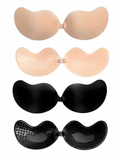 2/4 Pairs Invisible Mango-Shaped Adhesive Bra – Strapless Silicone Push-Up Bra Cups, Suitable For Backless Dresses, Women's Self-Adhesive Lift Pads, Reusable And Skin-Friendly