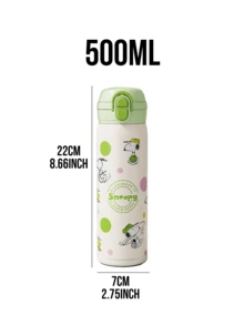SNOOPY Polka Dot Thermal Insulated Water Bottle - Green Edition, 500ml Leak-Proof Stainless Steel Double Drinking Cup with Cute Snoopy Design, Long-Lasting Temperature Retention, Adorable & Stylish, Perfect for Students & Office Workers, Great for Dailyunch Commute, Lunch & Travels, Office & Travel - 綠色 - 查看 10