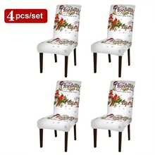 1/4/5/6/35 件圣诞雪屋、驯鹿、圣诞老人、圣诞树图案装饰数码印花桌布和椅套套装 - 室内家具桌防尘可洗桌布，适用于室内餐厅装饰、家庭聚会、礼物、节日派对 - 08 - 查看 23