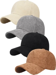 1 件男女通用多色灯芯绒棒球帽、Snapback、太阳帽、遮阳帽、老爹帽，适合日常、户外和运动使用