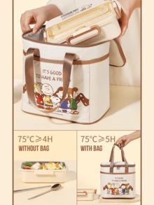 SNOOPY Insulated Meal Bag - Small: Compact Oxford Cloth Design With Waterproof Coating, Aluminum Foil Insulation For 4H+ Food Warmth, Easy-Clean Interior, Double-Zipper For Convenient Food Access, Perfect For Kids' Lunch Box & Travel, Ideal For School Lunches, Short Trips & Daily Commutes - Snoopy Meal Bag - Small - View 8