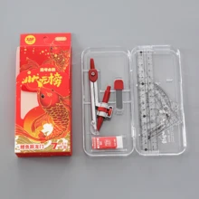 7-Piece Math Geometry Set-45° & 60° Triangles,Ruler, Eraser,Lead Refills,Compass,Protractor For Students & Professionals