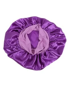 1 szt. Satynowy jedwabny czepek do spania, satynowe jedwabne czepki do włosów dla śpiących kobiet, fioletowy szeroki satynowy czepek do spania z szeroką opaską do włosów kręconych, czepek prysznicowy - Wielokolorowe - Zobacz 6