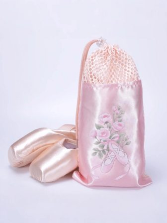 1pc Double Pocket (2 Pockets, Can Hold 2 Pairs Of Shoes) Dance Shoe Drawstring Bag, Breathable Mesh Ballet Pointe Shoes Tote Bag