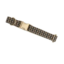 1 Set Of 2 Soft And Comfortable Houndstooth Zinc Alloy Pet Collar And Leash, Suitable For Small, Medium And Large Dogs, Pet Collar, Dog Collar, Zinc Alloy Design Sturdy And Durable, Easy To Buckle And Unbuckle, High-End Dog Collar, Wedding, Valentine's Day (Due To Differences In Fabric, Batch And Color, There May Be Slight Differences, Random Shipment) - Khaki - View 5