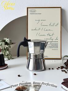 <倾注热情，酿造完美>，经典不锈钢八角摩卡咖啡壶 | 意式浓缩咖啡机，带手柄和可重复使用过滤器 | 适用于家庭、办公室、露营的手动咖啡机
