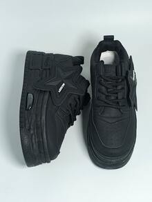 New Autumn Women's White Sneakers, Korean Style Versatile Casual Shoes, Student Platform Shoes, Black Leather Waterproof, College Style Athletic Shoes, Breathable Increase Height Running Shoes