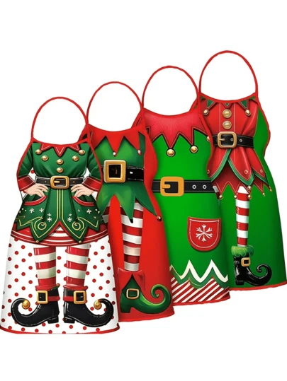 1 套圣诞围裙，圣诞老人装扮装饰围裙，适合女性和男性厨房厨师，适合作为婚礼，圣诞派对礼物，女士圣诞围裙，圣诞围裙配件，圣诞烹饪，圣诞精灵，圣诞厨房装饰，圣诞主题围裙，圣诞厨房用具，圣诞装饰