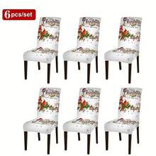 1/4/5/6/35 件圣诞雪屋、驯鹿、圣诞老人、圣诞树图案装饰数码印花桌布和椅套套装 - 室内家具桌防尘可洗桌布，适用于室内餐厅装饰、家庭聚会、礼物、节日派对 - 08 - 查看 22