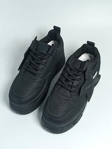 New Autumn Women's White Sneakers, Korean Style Versatile Casual Shoes, Student Platform Shoes, Black Leather Waterproof, College Style Athletic Shoes, Breathable Increase Height Running Shoes