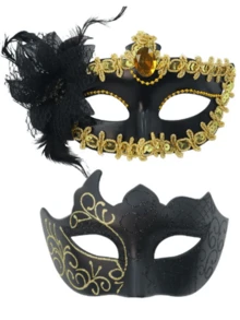 2 件男女通用化妆舞会面具，适合女士、情侣、男士、威尼斯、万圣节、圣诞节、情人节、狂欢节 - 彩色 - 查看 11