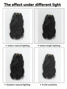 4pcs Water Wave Short Curly Hair Extensions, Increase Hair Volume, Create Beautiful Hairstyles - Black - View 11