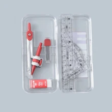 7-Piece Math Geometry Set-45° & 60° Triangles,Ruler, Eraser,Lead Refills,Compass,Protractor For Students & Professionals