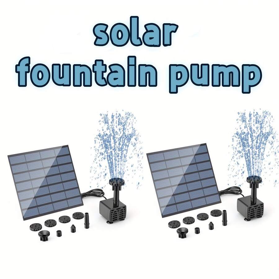 LED Solar Fountain Pump With 6 Nozzles For Bird Bath Pond Outdoor ...