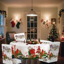 1/4/5/6/35 件圣诞雪屋、驯鹿、圣诞老人、圣诞树图案装饰数码印花桌布和椅套套装 - 室内家具桌防尘可洗桌布，适用于室内餐厅装饰、家庭聚会、礼物、节日派对 - 08 - 查看 6