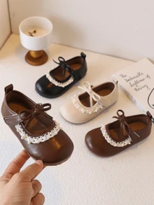 1 Paar Mädchen Retro einfarbige weiche Sohle Klettverschluss flache Schuhe, geeignet für Outdoor-Aktivitäten und vielseitig einsetzbar das ganze Jahr über. - Weiss - Übersicht 4