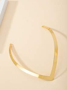 1pc Asymmetrical Geometric & Vintage & Exaggerated & Personalized & Fashionable & High-End Collar Necklace, European And American Style - Yellow Gold - View 3