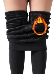 1pc 300g/220g Women's Tights, Warm Lining Pantyhose, Sexy Sheer Black Stockings, Plus Size Leggings, Thick Thermal Lined Warm Leggings And Pantyhose For Autumn/Winter, Tight Fit Business Pants For Winter (-5-15°C) - Black - View 8