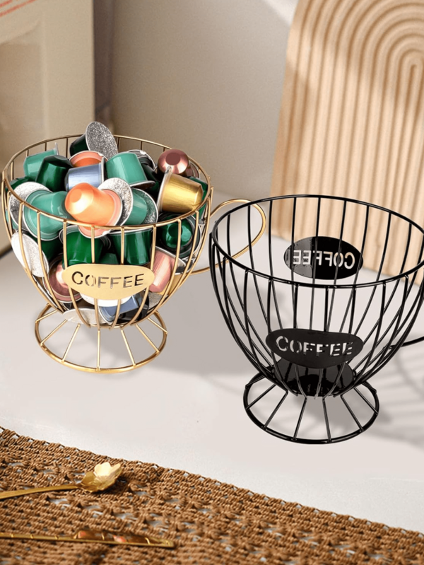 1pc Stainless Steel Coffee Capsule Storage Basket - Holds Up To 30 / Capsules, Also Suitable For Storing Snacks, Fruits, Toys, Decorative Organizer For Desk, Kitchen, Bedroom
