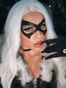 قناع قطة نصف الوجه 1 قطعة من جلد البولي يوريثان الأسود للنساء، قناع تنكري للمهرجانات والمناسبات الخاصة، قناع جوثيك من جلد البولي يوريثان مناسب لتنكر كاتوومان