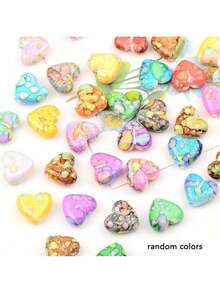 10pcs/20pcs Heart-Shaped Acrylic Beads, Loose Beads, Suitable For DIY Jewelry Making Of Bracelets, Necklaces, Earrings And Other Accessories, Beading Supplies (Random Color) - Random Color - View 18