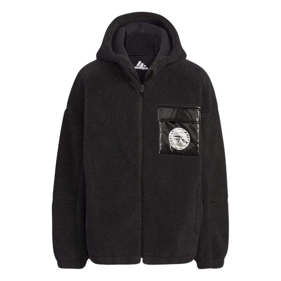 Adidas 阿迪达斯青少年男童保暖连帽休闲外套，秋冬款 - 黑色 - 查看 1