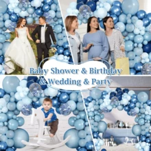 145 Pieces Metallic Blue Macaron Confetti Balloon Arch Garland Set For Birthday Decoration - Màu xanh lam - Xem 11