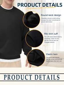 Men's Casual Long Sleeve Round Neck Pullover Sweatshirt For Fall And Winter Spider Web Graphic Print Oversized Streetwear Sweatshirt Black Cotton Blend Comfortable Fashion Sweater For Men - màu đen - Xem 4