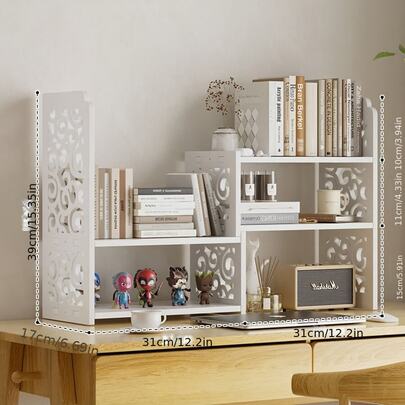 Corner Desk Organizer, Equipped With An Adjustable Study Bookshelf For Books, Documents And Office Supplies. Space-Saving Multi-Functional Storage Rack, Nail Board Design, Expandable Width, Durable Metal Frame