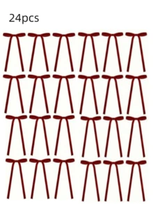 12/24/48 szt. Aksamitne kokardy świąteczne w stylu vintage do dekoracji choinki, rustykalne rękodzieło i prezenty, klasyczne kokardy z poliestrowej wstążki na Boże Narodzenie, Walentynki, ślub, urodziny, święta, dekoracje do domu i na wesele